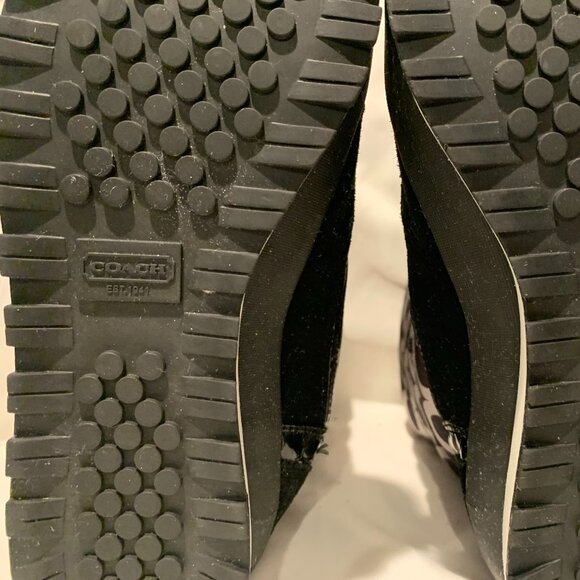 Coach Black & Gray Suede & Fabric High Top Snow Boots - Picture 13 of 14